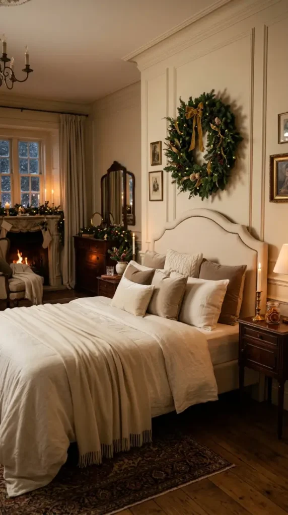 11. Elegant Neutral Christmas Bedroom