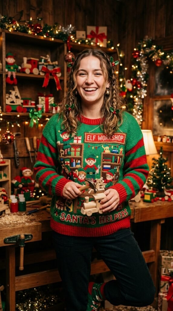 12: Elf Workshop Madness Sweater