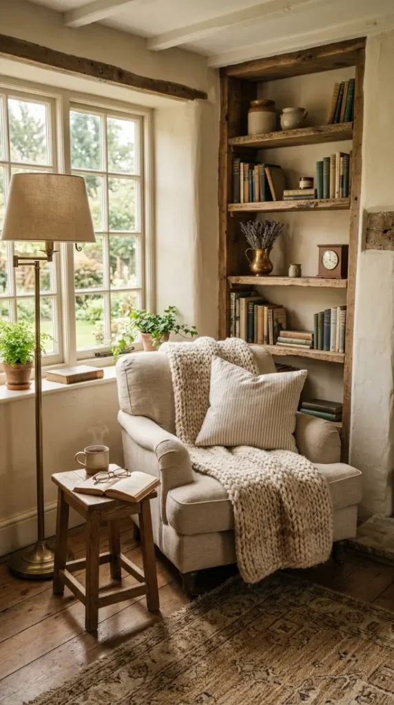 13. Cozy Farmhouse Reading Nook