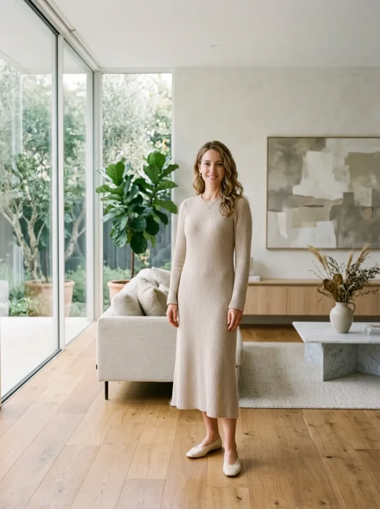 13. Neutral Knit Dresses for Quiet Sophistication