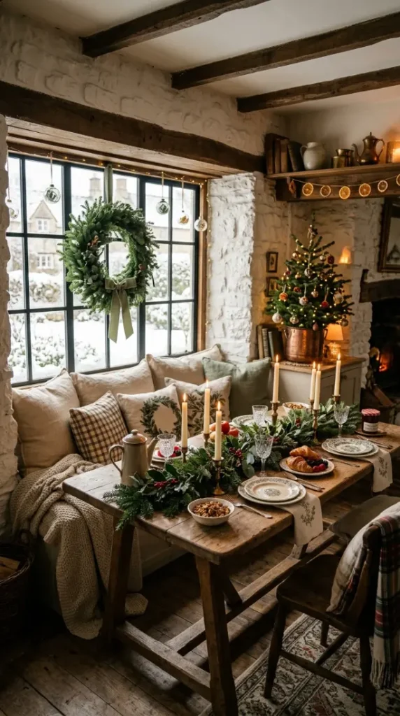 14. French Country Christmas Breakfast Nook