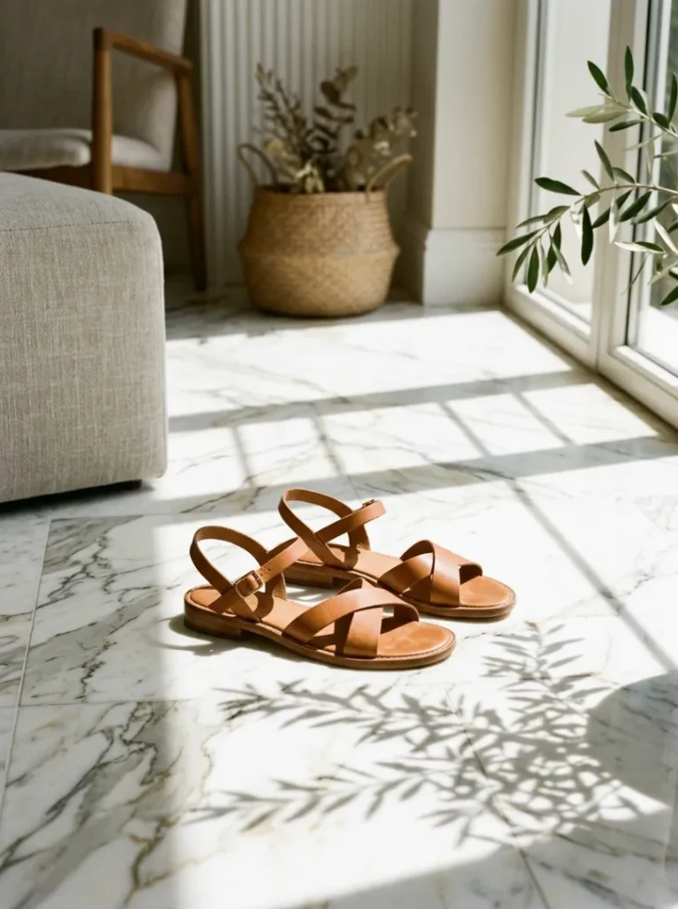 14. Leather Sandals with Minimal Design
