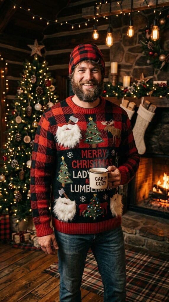 19: Plaid Lumberjack Christmas Sweater