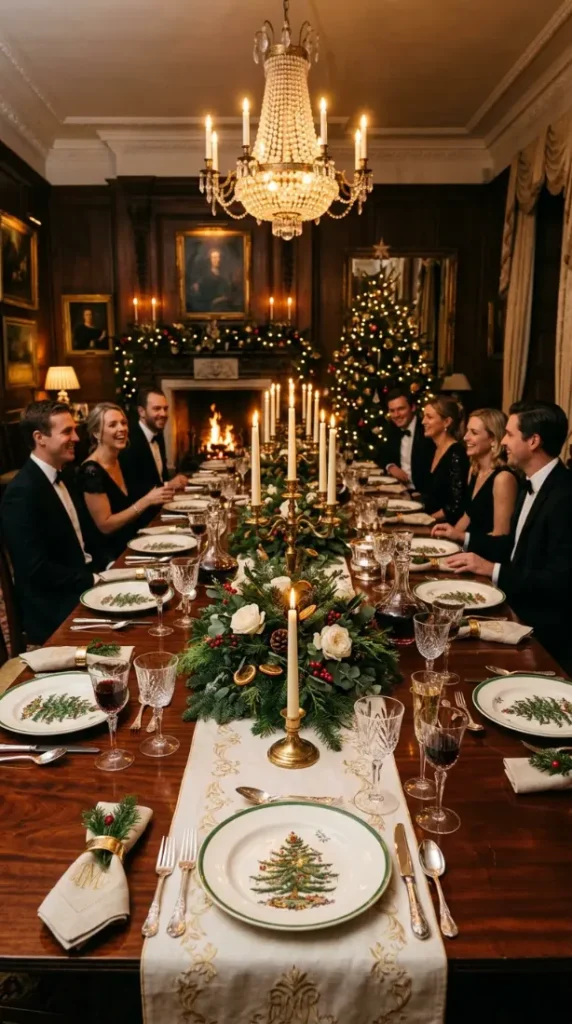 2. Classic Gold Candlelit Dining Tablescape