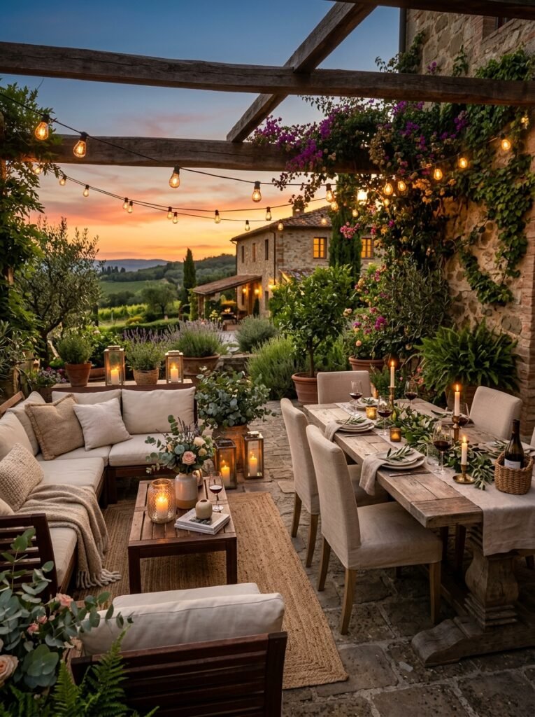 21. Cozy Outdoor Entertaining Spaces with Timeless Style