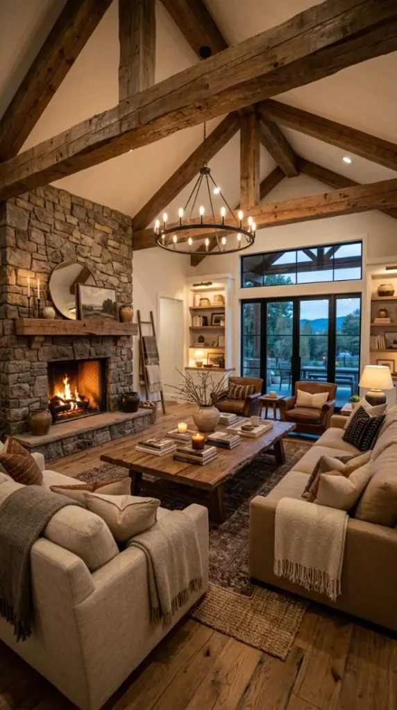 22. Timeless Rustic Farmhouse Gathering Space