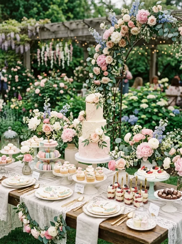 25. Whimsical Garden Dessert Wonderland