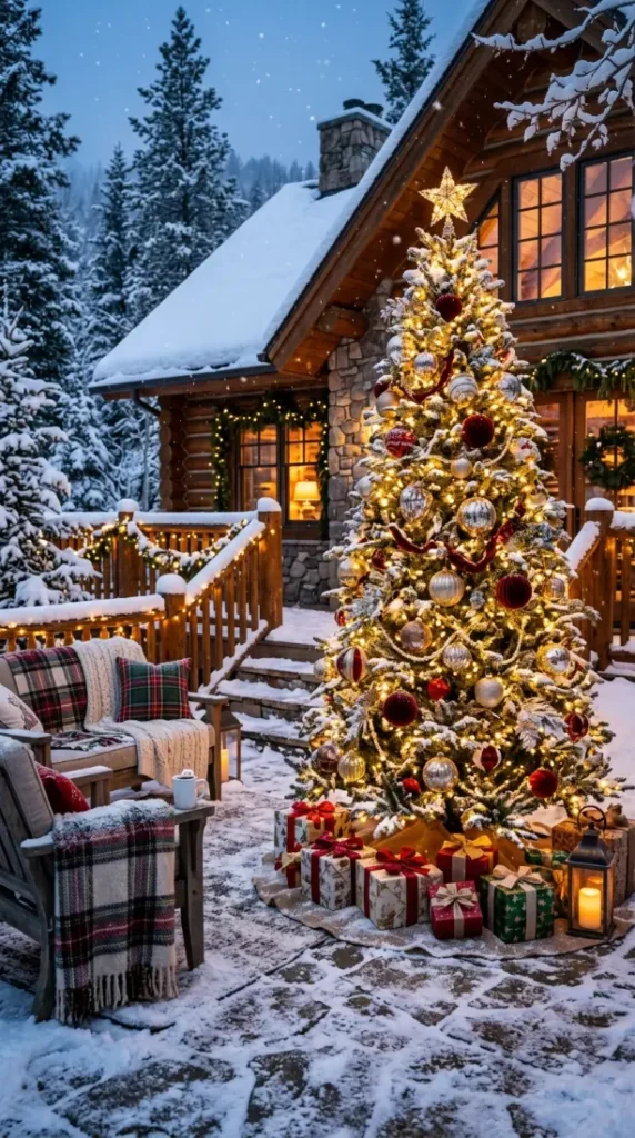 3. Magical Outdoor Christmas Tree Corner