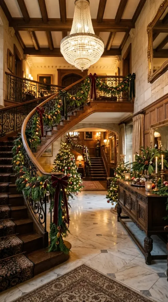 4. European Manor Inspired Christmas Entryway