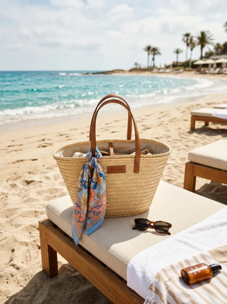 4. Structured Straw Tote with Designer Touch