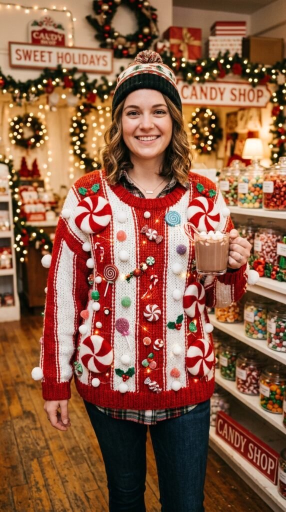 5: Candy Cane Explosion Sweater