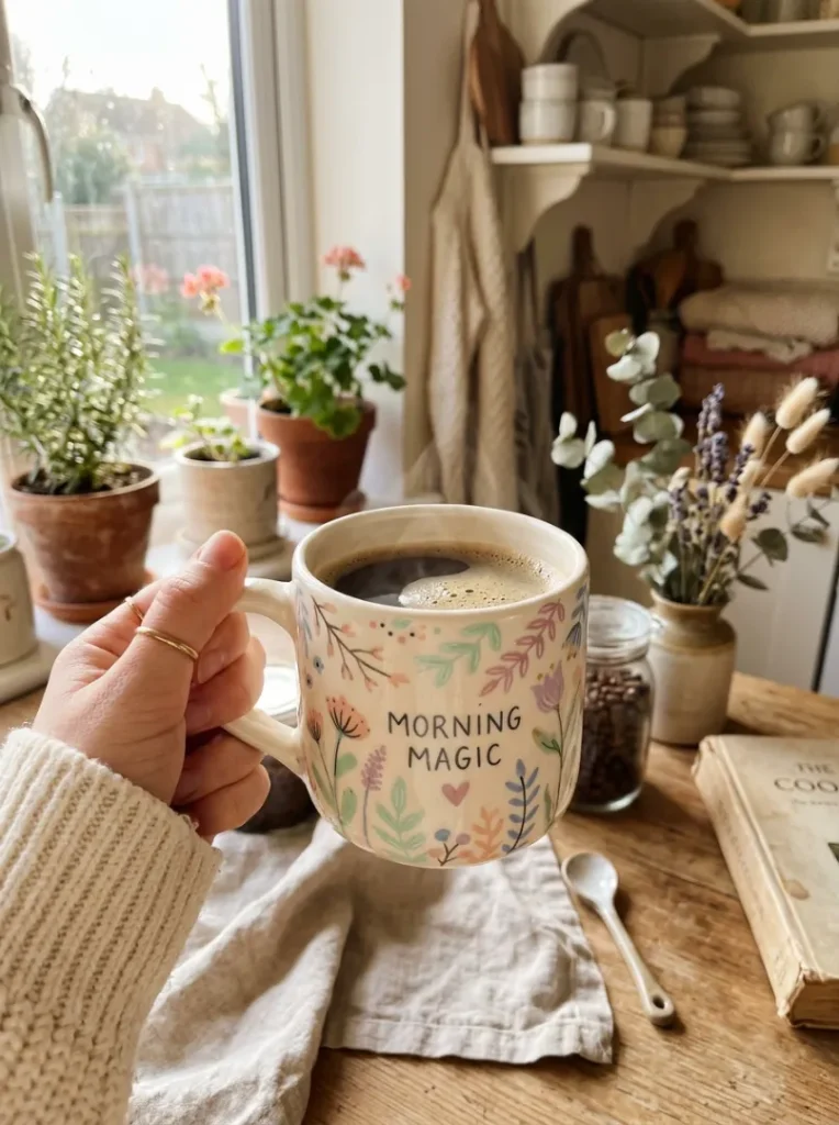 6. “Hand-Painted Mug Filled With Warmth and Memories”