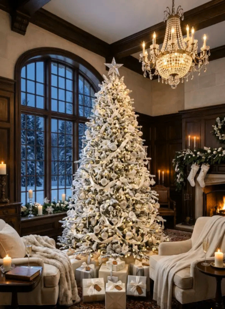 6. The Snowy White Winter Estate Tree