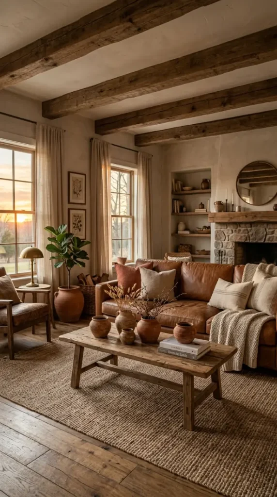7. Warm Earth-Tone Farmhouse Escape
