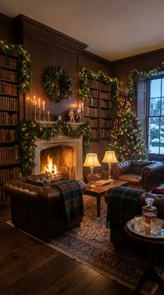 8. Cozy Library Christmas Retreat