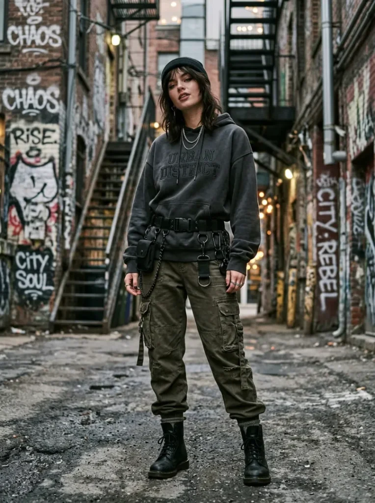 8. Streetwear Cargo Pants Belt Utility Style
