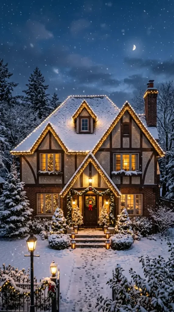 9. Twinkling Roofline Light Display