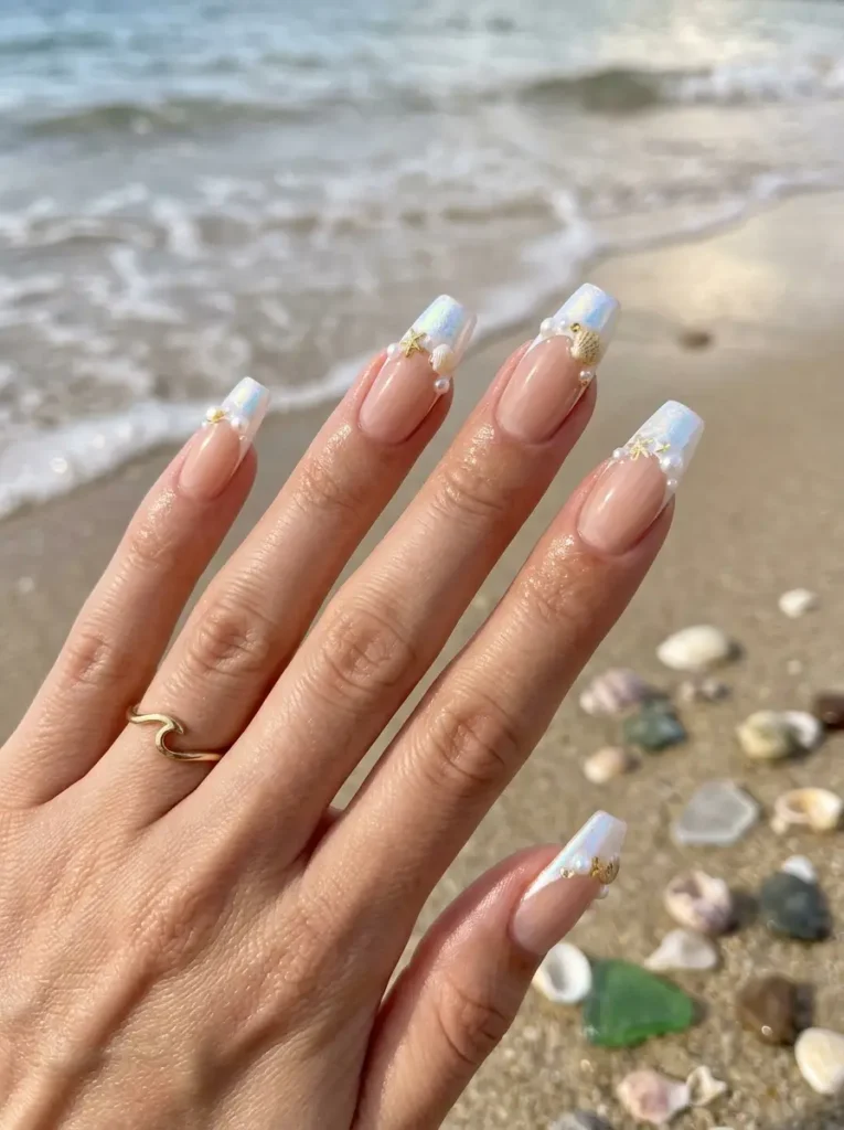 10: Seashell Pearl French Tips