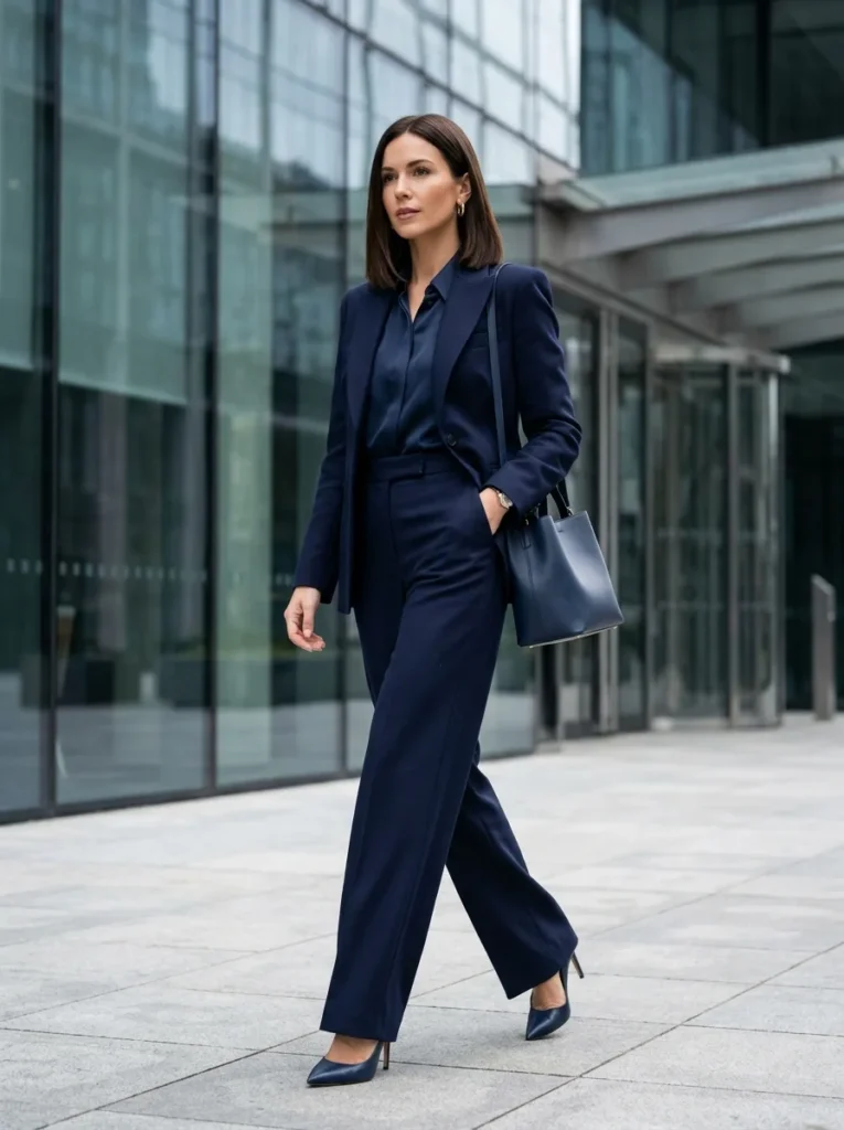 11. Monochrome Blue Power Outfit