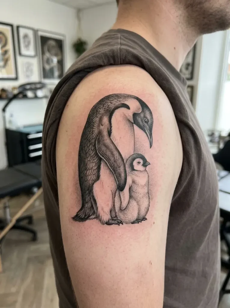 12. Baby Penguin Protection Tattoo