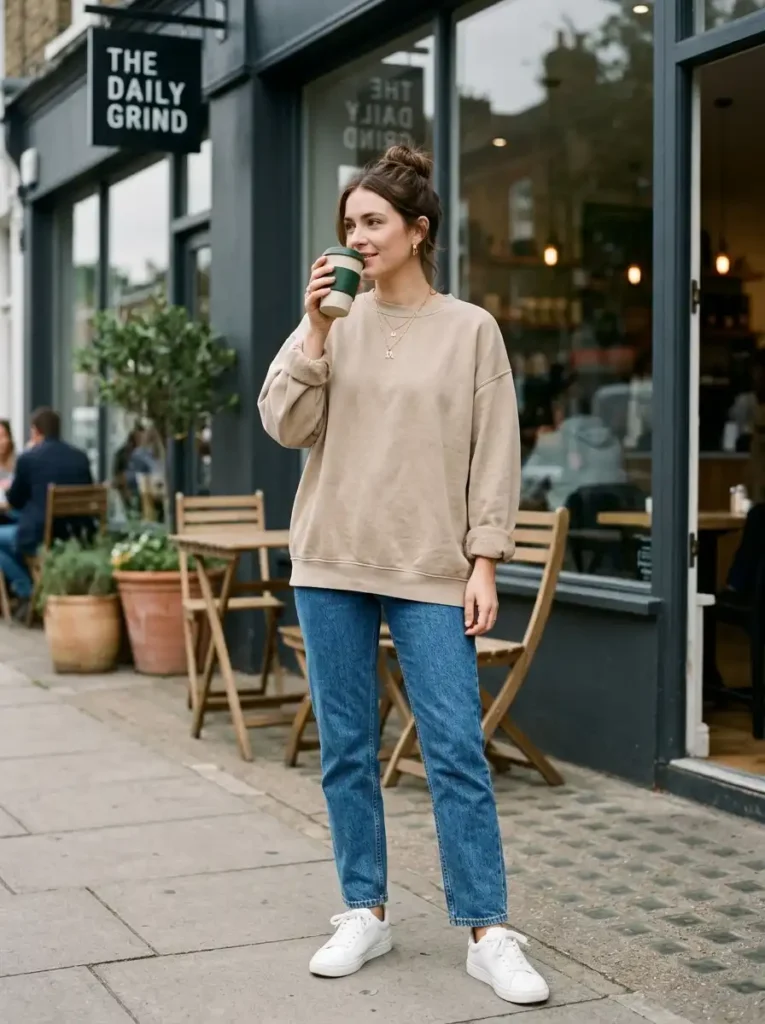 12. Weekend Coffee Date Blue Pants Look