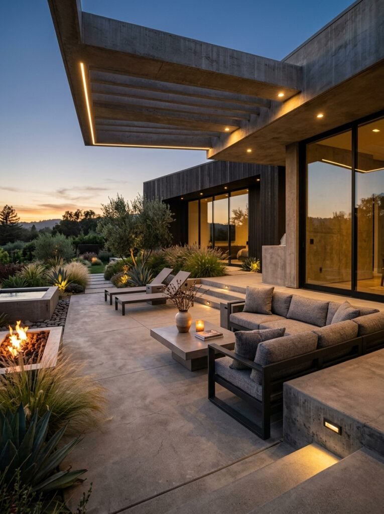 Idea 13: Concrete Patio With Outdoor Dining Zone