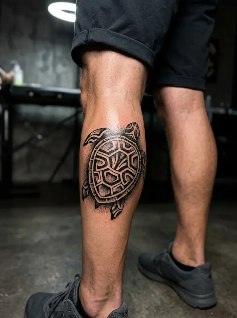 13: Blackwork Shadow Turtle