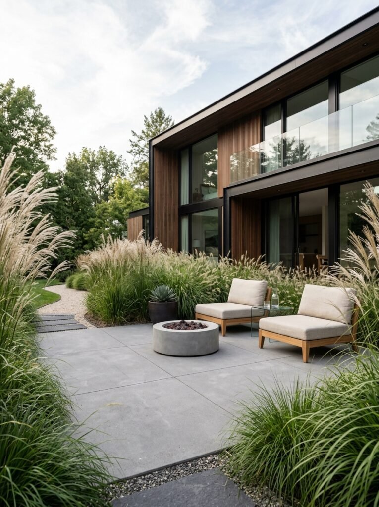 Idea 14: Concrete Patio With Integrated Lighting