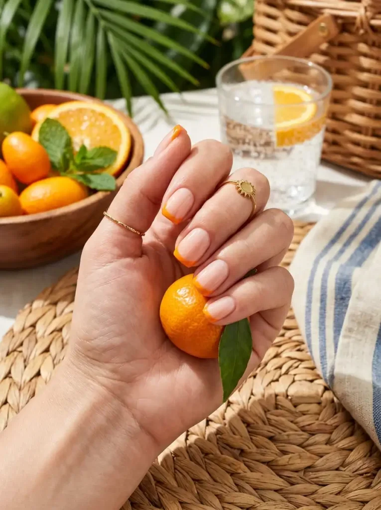16: Tangerine Pop French Tips