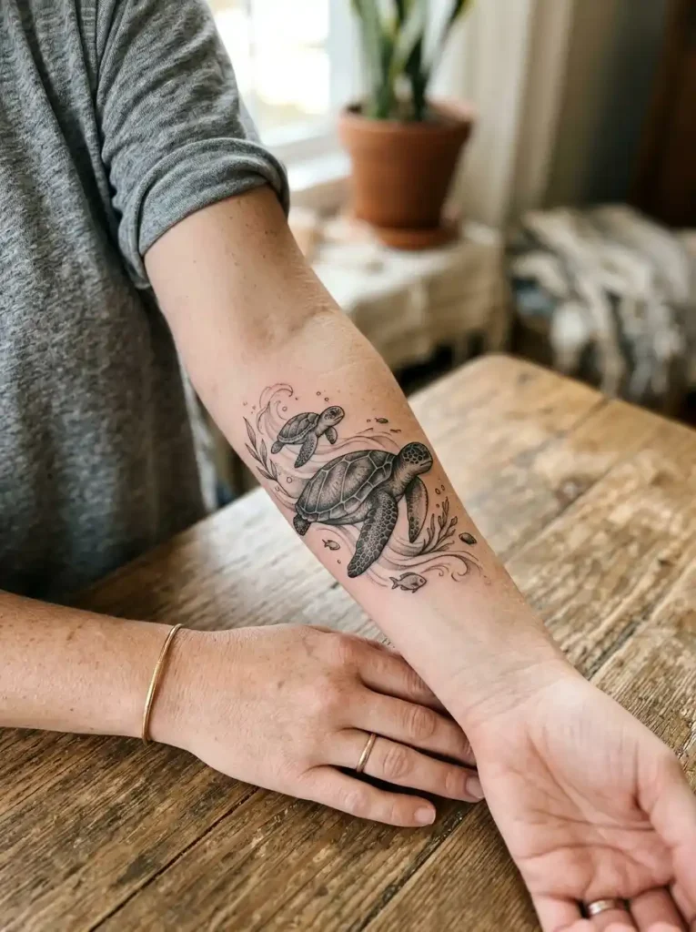 17: Mother and Baby Turtle Tattoo
