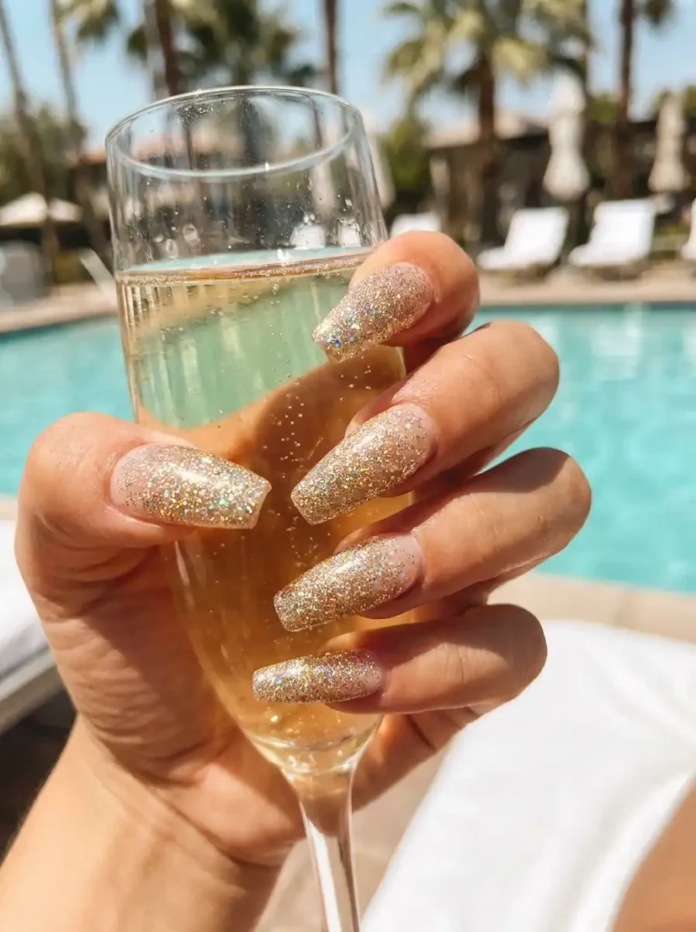 18. Glitter Drenched Summer Nails