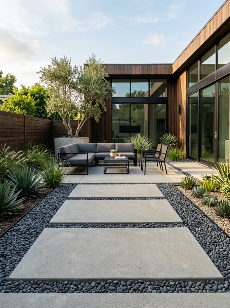 Idea 2: Floating Concrete Slab Patio