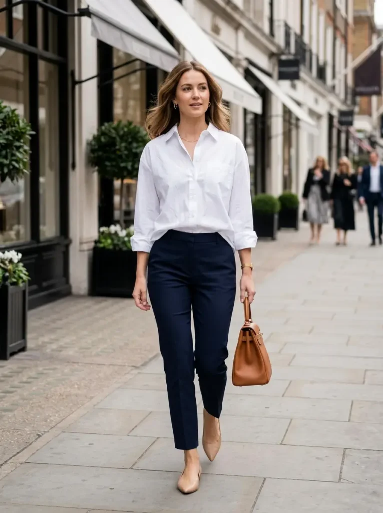 20. Timeless White Shirt Blue Pants Outfit