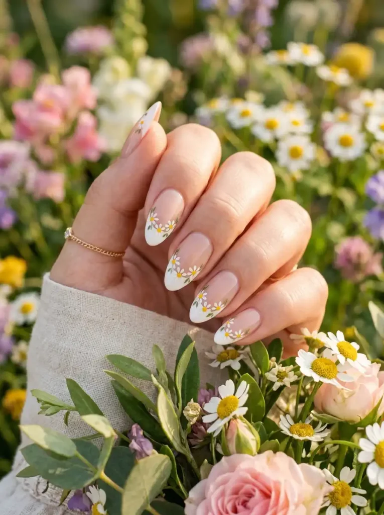 21: Daisy Garden French Tips