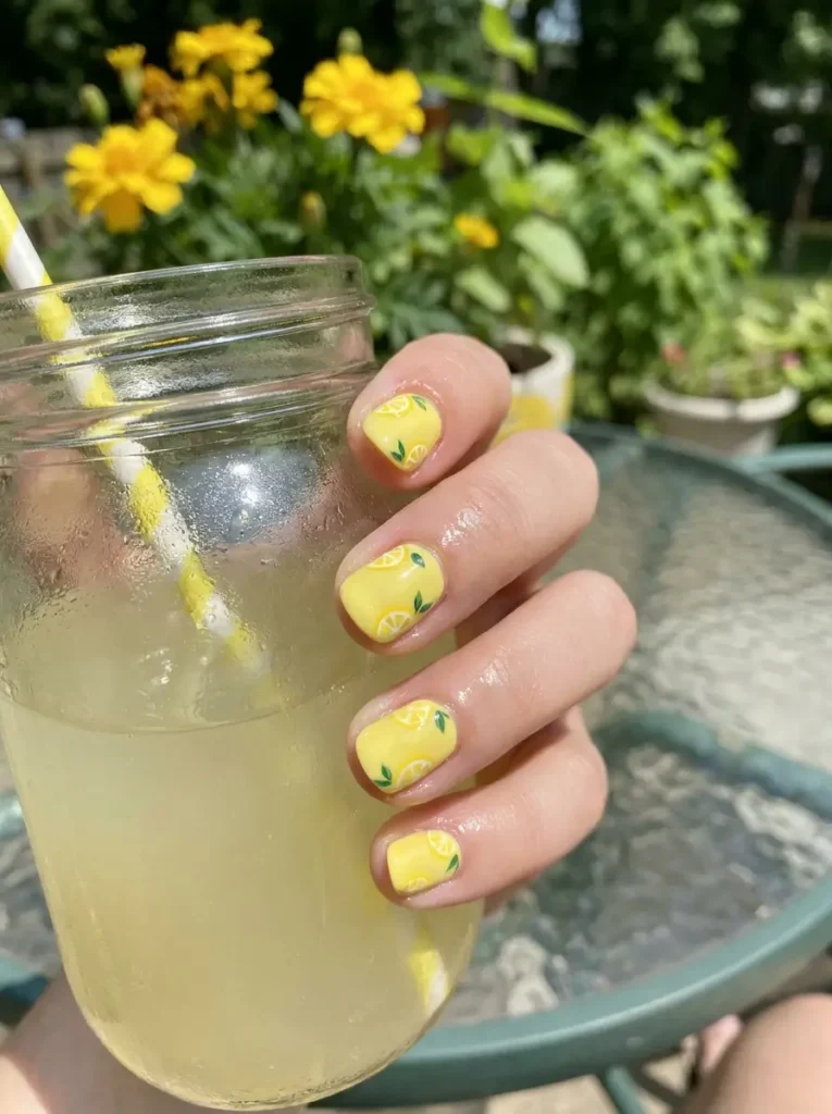 3. Lemon Yellow Fresh Summer Nails