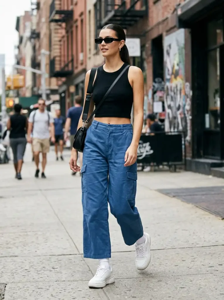 3. Minimal Street Style Blue Pants Look