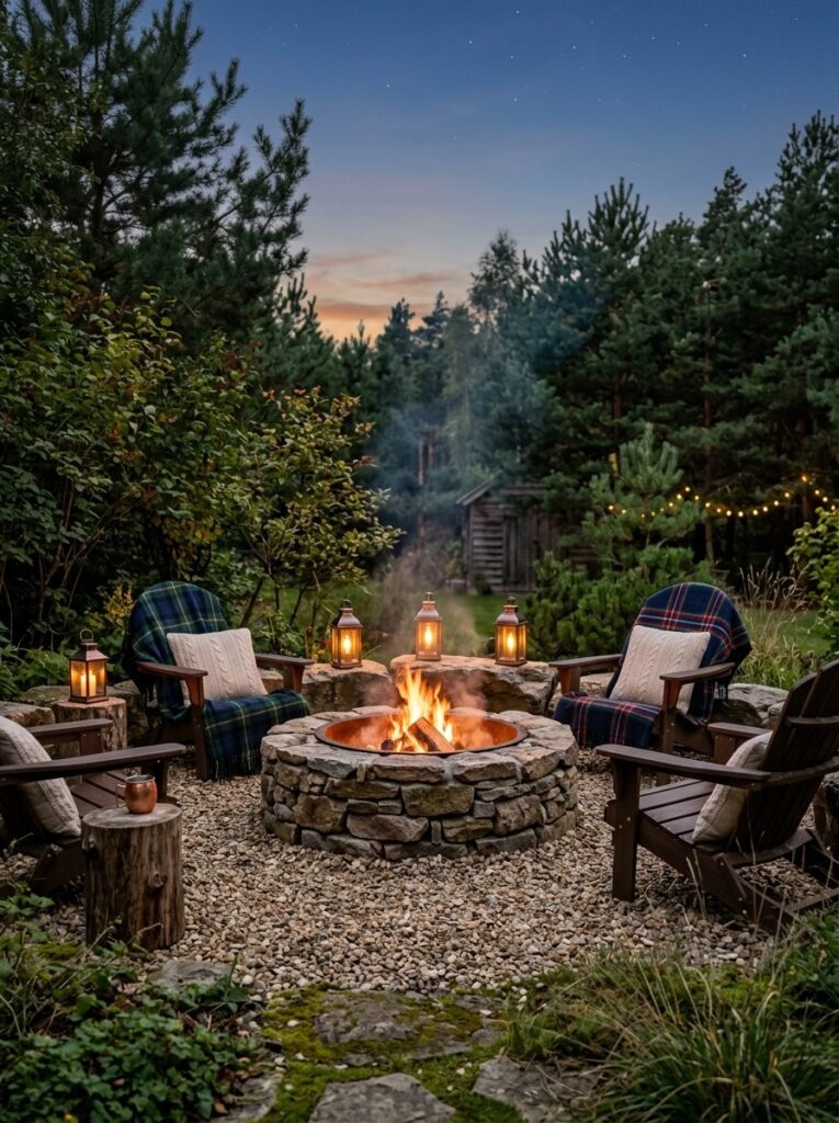 Rustic Stone Fire Pit Seating
