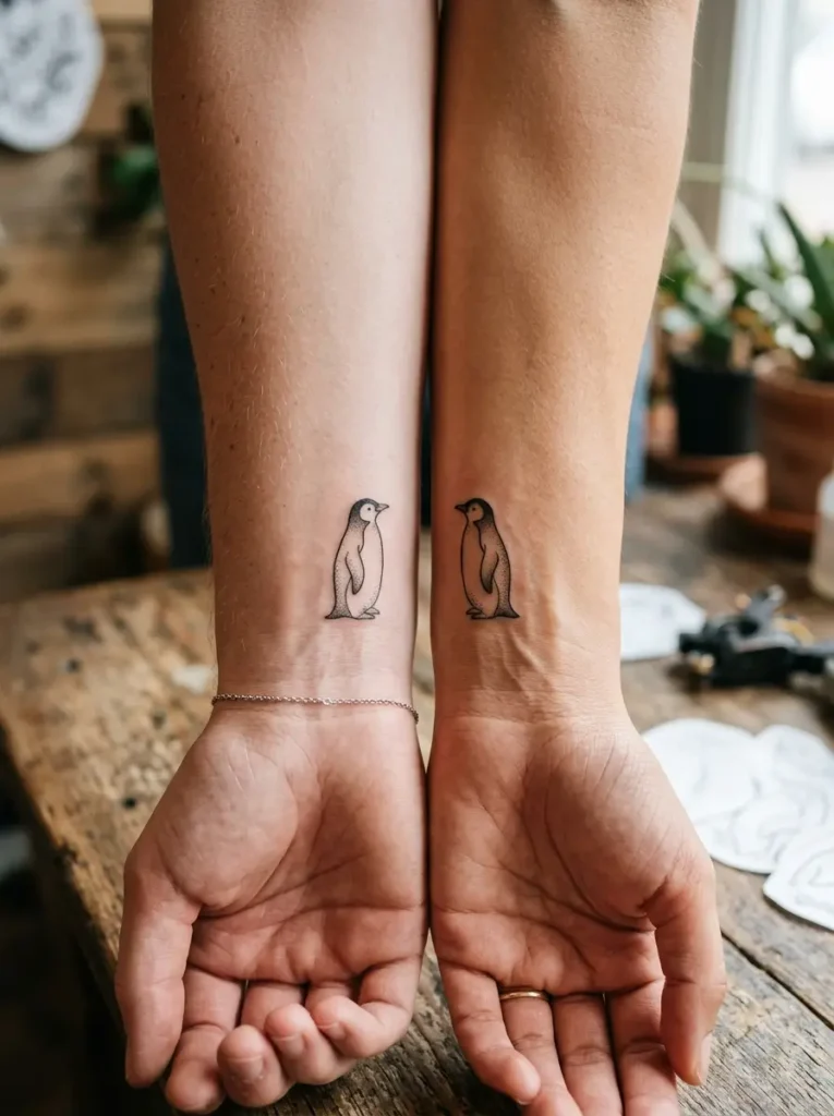 4. Matching Penguin Partner Tattoos