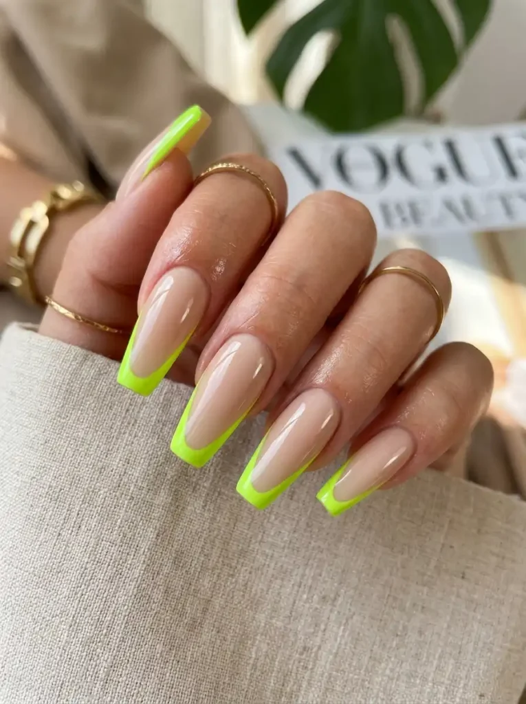 4: Neon Lime French Tips