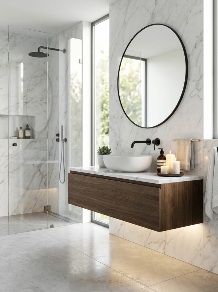5. Install Floating Vanity Cabinets