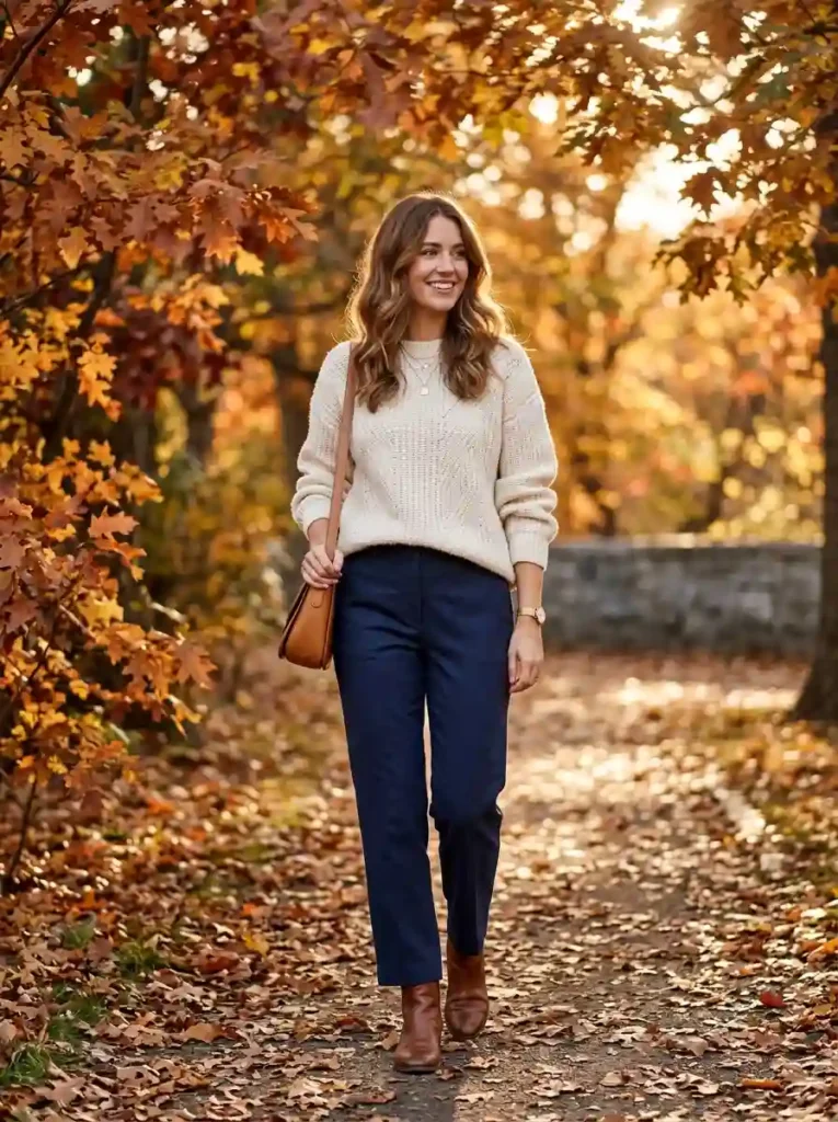 5. Cozy Fall Blue Pants Styling