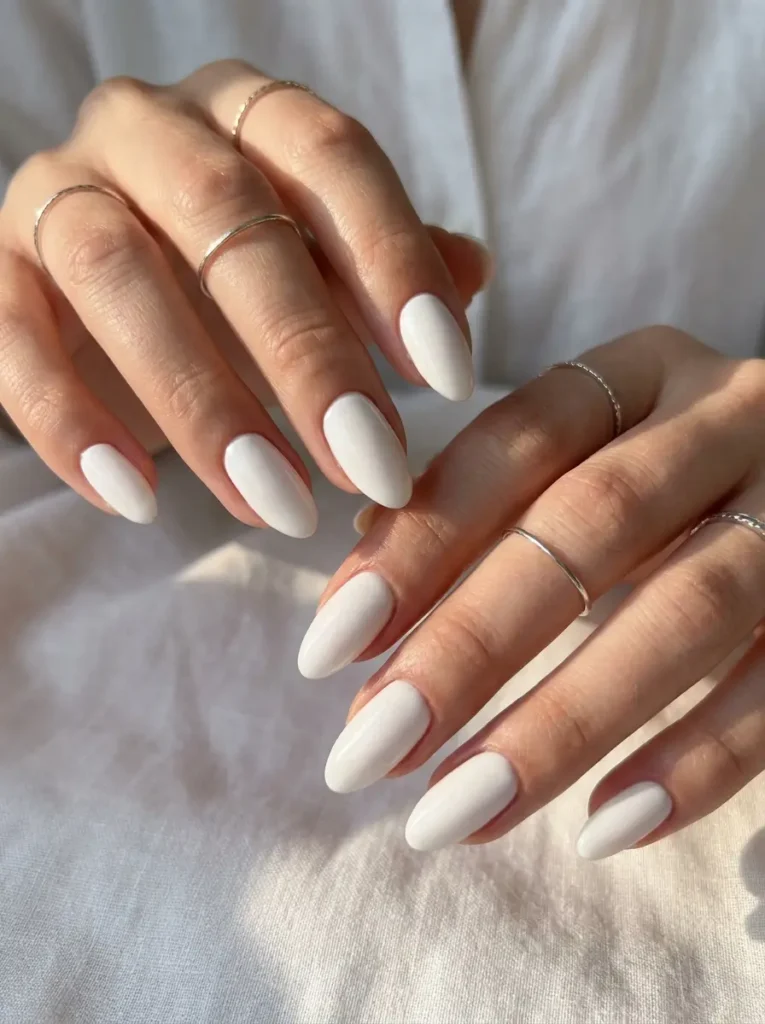 6. Minimal White Summer Nails