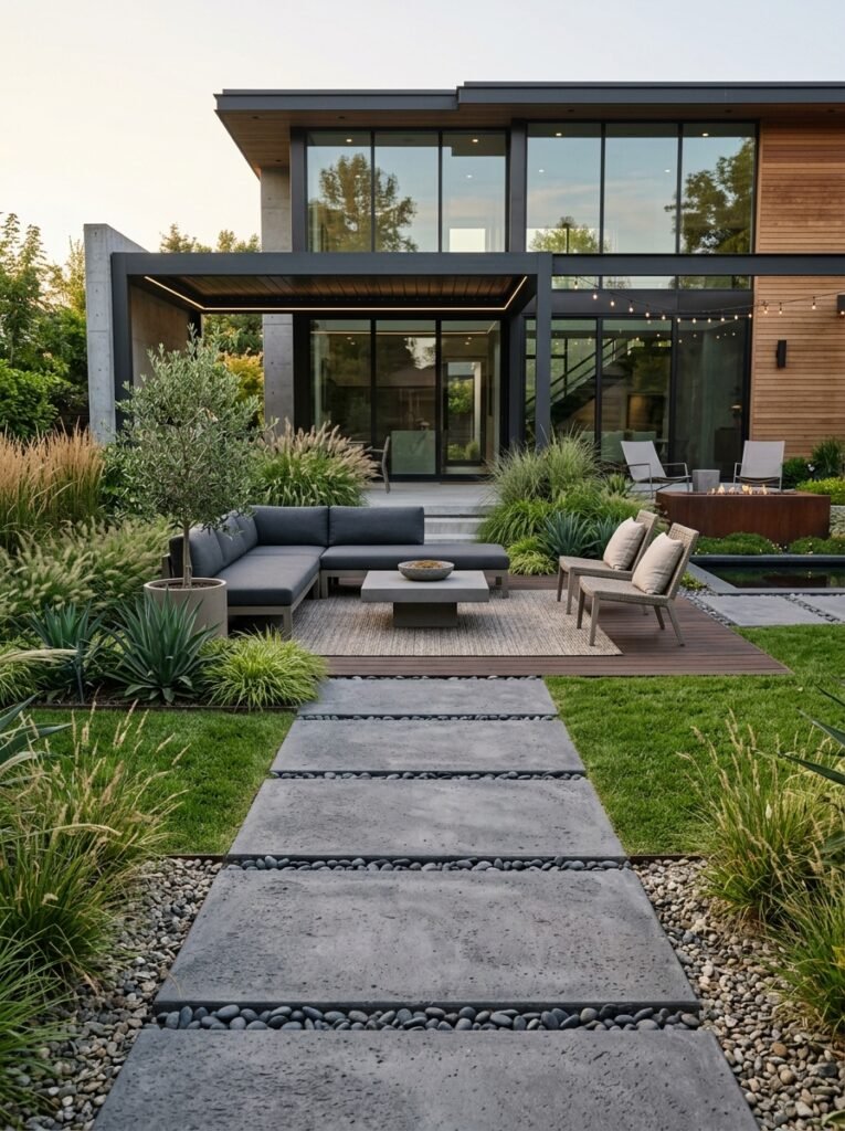 Idea 8: Concrete Patio With Gravel Borders