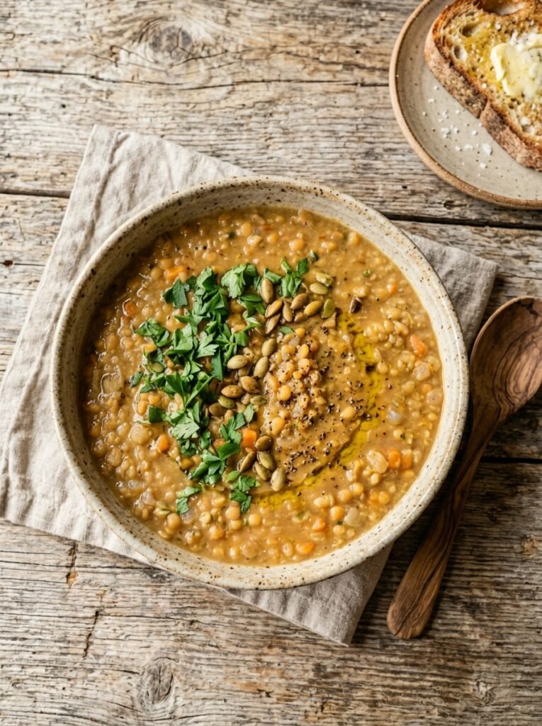 8. Pumpkin Lentil Protein Soup