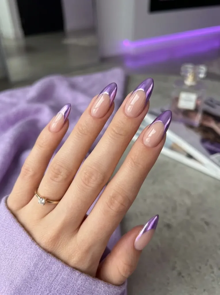8: Chrome Lavender French Tips