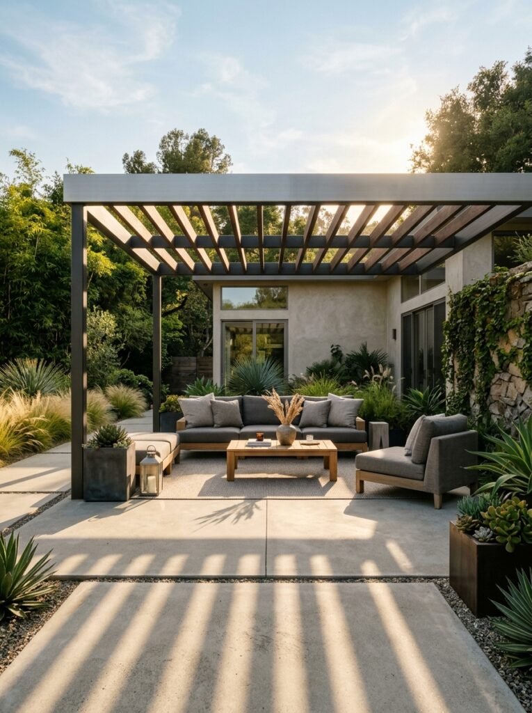 Idea 9: Patio With Oversized Concrete Pavers