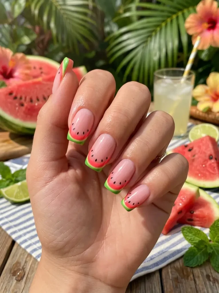 9: Watermelon French Tips