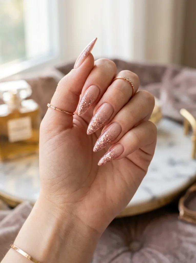 5: Rose Gold Sparkle Tips