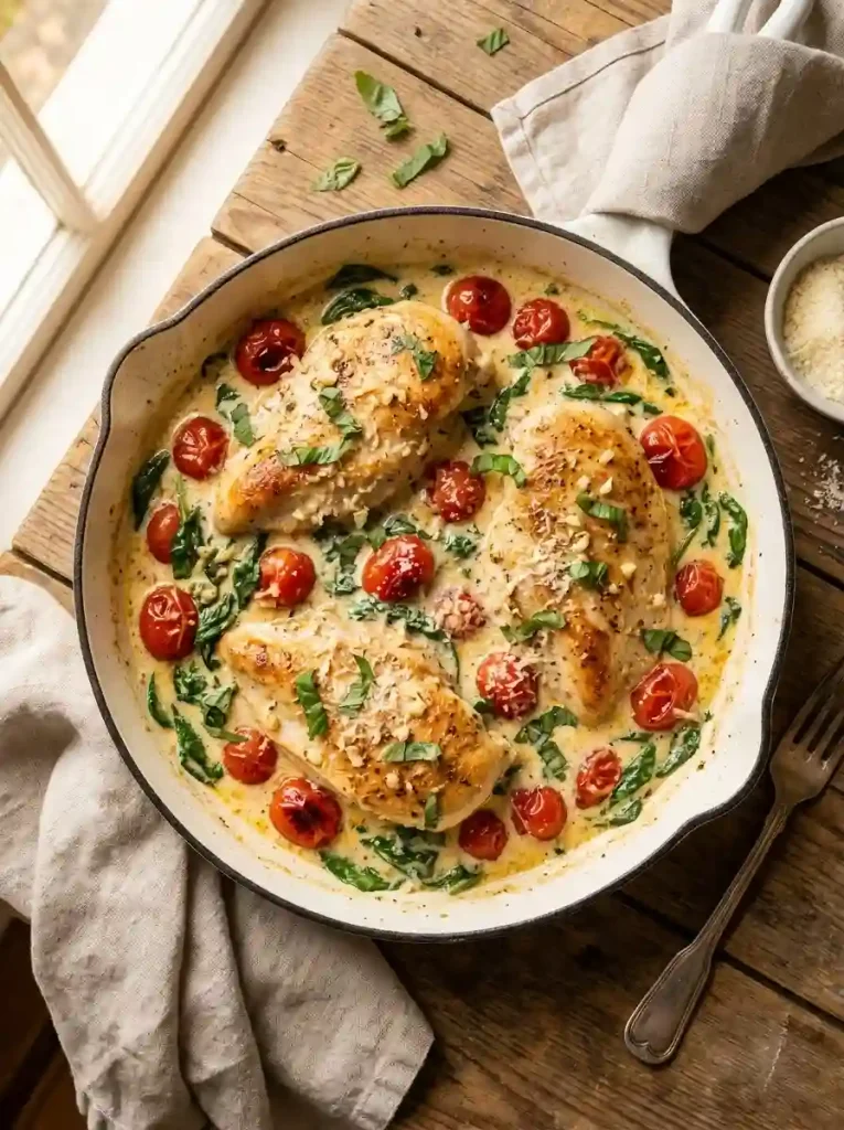 1. Creamy Tuscan Chicken with September Tomatoes