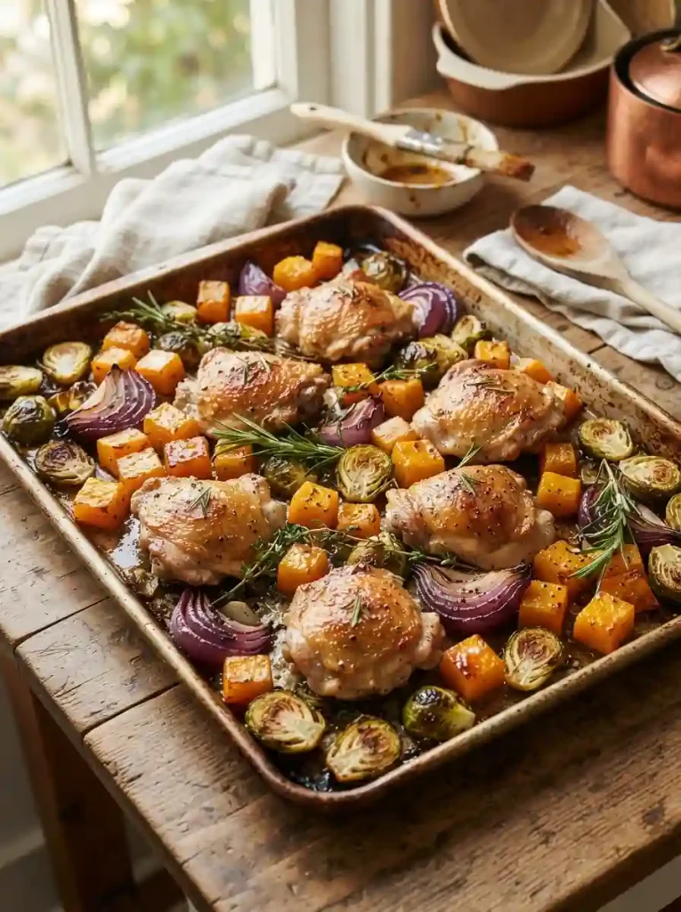 1. Maple Dijon Chicken with Roasted Squash